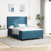 vidaXL Sängram med Madrass Mörkblå 160x200 cm Sammet