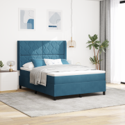 vidaXL Sängram med madrass Mörkblå 140x200 cm Sammet