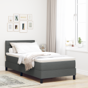 vidaXL Boxspring-säng med madrass och LED Mörkgrå 90x190 cm Tyg