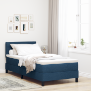 vidaXL Boxspring Bed med Madrass & LED Blå 90x200 cm Täcke
