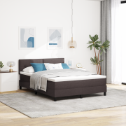 vidaXL Sängbotten med Madrass & LED Mörk Brun 160x200 cm Tyg