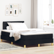 vidaXL Boxspring-säng med madrass & LED Svart 120x200 cm Tyg