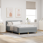 vidaXL Box Spring Säng med Madrass & LED Ljusgrå 140x190 cm Tyg