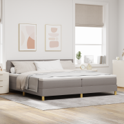 vidaXL Boxspring-säng med madrass & LED Taupe 200x200 cm Tyg
