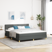 vidaXL Sängram med madrass & LED mörkgrå 180x200 cm tyg