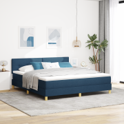 vidaXL Boxspring Säng med Madrass & LED Blå 180x200 cm Tyg