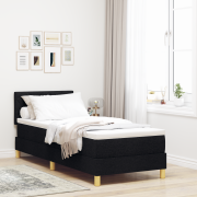 vidaXL Boxfjäder Säng med Madrass & LED Svart 80x200 cm Tyg