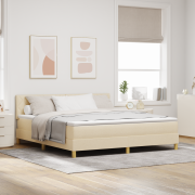 vidaXL Boxspring-säng med madrass & LED Gräddvit 180x200 cm Tyg