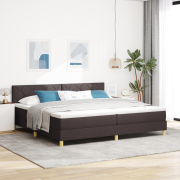 vidaXL Boxmadrass med madrass & LED Mörkbrun 200x200 cm Tyg