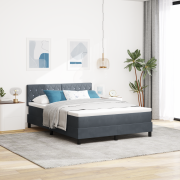 vidaXL Boxspring Säng med Madrass & LED Mörkgrå 160x200 cm Sammet