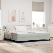 vidaXL Sänggavel med Madrass och LED-ljus Ljusgrå 200x200 cm Sammet