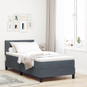vidaXL Box Fjädersäng med Madrass & LED Mörkgrå 90x190 cm Sammet
