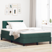 vidaXL Box Spring Säng med Madrass & LED Mörkgrön 120x190 cm Sammet