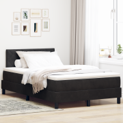 vidaXL Boxspring Säng med Madrass & LED Svart 120x200 cm Sammet