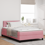 vidaXL Box Spring Säng med Madrass & LED Rosa 120x200 cm Sammet