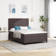 vidaXL Boxfjäder säng med madrass & LED Mörkbrun 160x200 cm Tyg