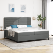 vidaXL Boxspring-säng med madrass & LED Mörkgrå 200x200 cm Tyg