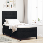 vidaXL Box Spring Säng med Madrass & LED Svart 100x200 cm Tyg
