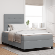 vidaXL Boxspring-säng med madrass & LED Ljusgrå 120x190 cm Tyg