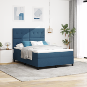 vidaXL Box Spring Säng med Madrass & LED Blå 140x200 cm Tyg