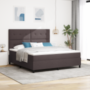 vidaXL Bäddfjädringssäng med Madrass & LED Mörkgrå 180x200 cm Tyg