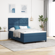vidaXL Box Våningssäng med Madrass & LED Ljus Marinblå 140x190 cm Tyg