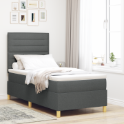 vidaXL Boxspring-säng med madrass & LED Mörkgrå 90x190 cm Tyg