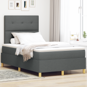 vidaXL Box Spring Säng med Madrass & LED Mörkgrå 120x190 cm Tyg