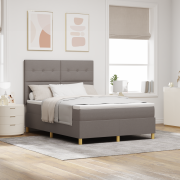 vidaXL Boxspring-säng med madrass & LED Taupe 140x190 cm Tyg