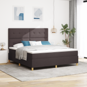 vidaXL Sängbotten med Madrass & LED Mörkbrun 180x200 cm Tyg