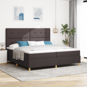 vidaXL Boxspring Säng med Madrass & LED Mörkbrun 200x200 cm Tyg