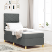 vidaXL Box Spring-säng med madrass & LED mörkgrå 80x200 cm tyg