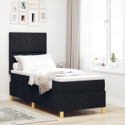 vidaXL Box Spring Säng med Madrass & LED Svart 80x200 cm Tyg
