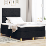 vidaXL Boxfjädersäng med madrass & LED svart 120x200 cm tyg