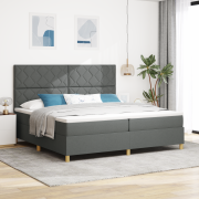 vidaXL Sängbotten med madrass & LED Mörkgrå 200x200 cm Tyg