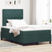 vidaXL Boxspring Säng med Madrass & LED Mörkgrön 120x200 cm Sammet