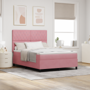 vidaXL Sängbotten med madrass och LED Rosa 140x190 cm Sammet