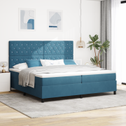 vidaXL Sängbotten med Madrass & LED Mörkblå 200x200 cm Sammet