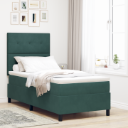 vidaXL Sängbotten med madrass och LED Mörkgrön 90x190 cm Sammet