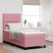 vidaXL Sängbotten med Madrass & LED Rosa 90x190 cm Sammet