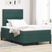 vidaXL Sänggavel med madrass och LED Mörkgrön 120x200 cm Sammet
