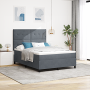 vidaXL Boxspring Säng med Madrass och LED Mörkgrå 140x200 cm Sammet