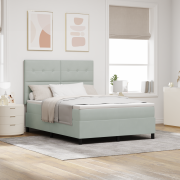vidaXL Boxspring Säng med Madrass & LED Ljusgrå 160x200 cm Sammet