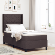 vidaXL Boxspring Säng med Madrass & LED Mörkbrun 100x200 cm Tyg