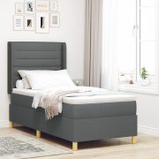 vidaXL Resårbotten med Madrass & LED Mörkgrå 90x190 cm Tyg