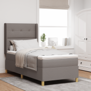 vidaXL Sängbotten med Madrass & LED Taupe 90x200 cm Tyg