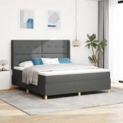 vidaXL Boxfjäder säng med madrass & LED Mörkgrå 180x200 cm Tyg