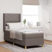 vidaXL Boxspringsäng med madrass och LED Taupe 80x200 cm tyg