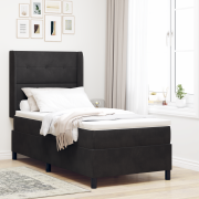 vidaXL Box Spring Säng med Madrass & LED Svart 100x200 cm Sammet