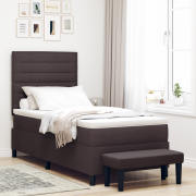 vidaXL Box Spring Bed med madrass & bänk mörkbrun 100x200 cm tyg